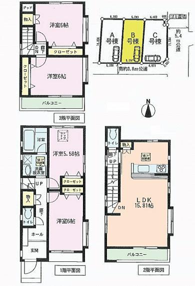 Floor plan. 42,800,000 yen, 4LDK, Land area 75.38 sq m , Building area 96.91 sq m floor plan