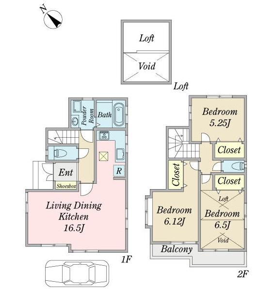 Floor plan. (A Building), Price 46,500,000 yen, 3LDK, Land area 85.25 sq m , Building area 84.25 sq m