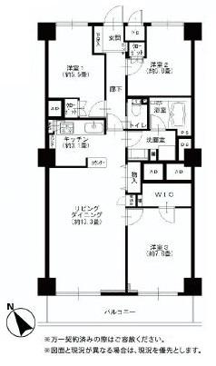 Floor plan. 3LDK, Price 32,400,000 yen, Footprint 78 sq m , Balcony area 8.76 sq m