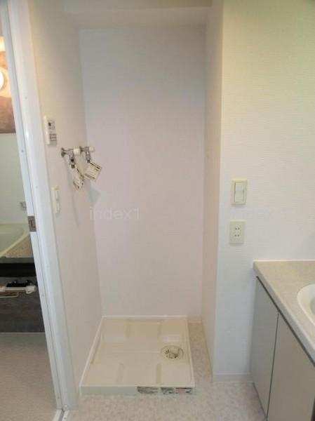 Wash basin, toilet. There is also indoor washing machine Storage!