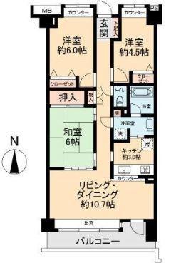 Floor plan. 3LDK, Price 29,800,000 yen, Occupied area 70.13 sq m , Balcony area 10.8 sq m