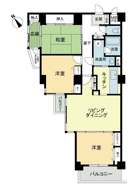 Floor plan. 3LDK, Price 19,800,000 yen, Occupied area 82.91 sq m , Balcony area 6.83 sq m 3LDK