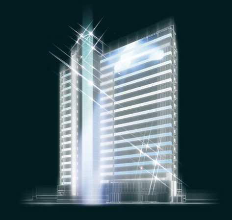 Buildings and facilities. JR Sobu Line "Koiwa" 3-minute walk in the flat approach from the station. Elegant appearance with a sense of transparency by the glass handrail shared hallway. Close to the station, Advance ・ Large-scale residences to realize the urban life of sophistication.  ※ Exterior - Rendering. To those that caused draw based on the drawings of the planning stage, CG synthesizing the production of light or the like ・ Which was processed, shape ・ In fact a slightly different color, etc.. Also, We have omitted details and equipment, etc. of shape.