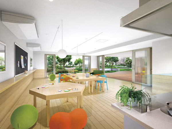 Shared facilities.  [Community Salon Rendering]  ※ We will follow the management contract for the use of common areas.  ※ Furniture of common areas ・ Furniture ・ Lighting, etc. might be subject to change in the future is the contents of the planning stage.