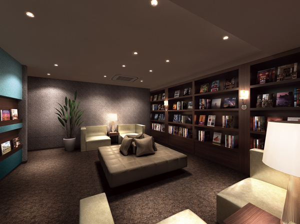 Shared facilities.  [Library Rendering] As third place for adults to be able to comfortably relax, We have to create private shared space. Library to spend the moments of quiet reading and speculation, Partnership with major bookstores by the (planned), It swaps the magazines regularly.