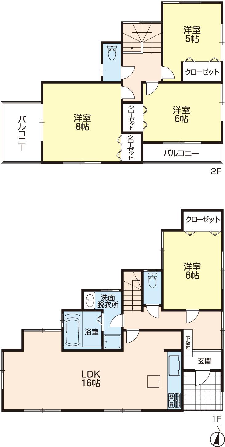 Floor plan. (Building 2), Price 44,800,000 yen, 4LDK, Land area 117.65 sq m , Building area 98.54 sq m