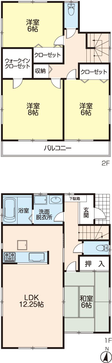 Floor plan. (3 Building), Price 45,800,000 yen, 4LDK, Land area 106.27 sq m , Building area 102.67 sq m
