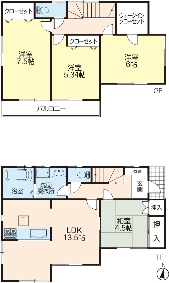Floor plan. (4 Building), Price 46,800,000 yen, 4LDK, Land area 94.6 sq m , Building area 91.91 sq m
