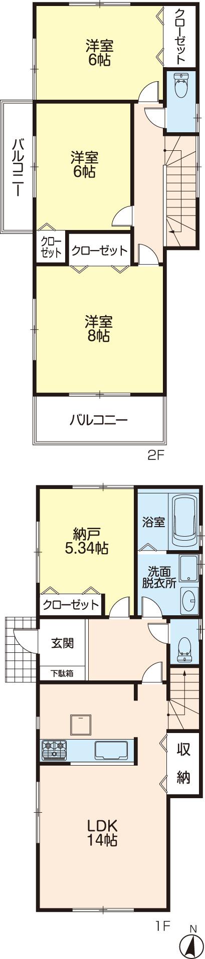 Floor plan. (5 Building), Price 48,500,000 yen, 4LDK, Land area 102.04 sq m , Building area 96.87 sq m
