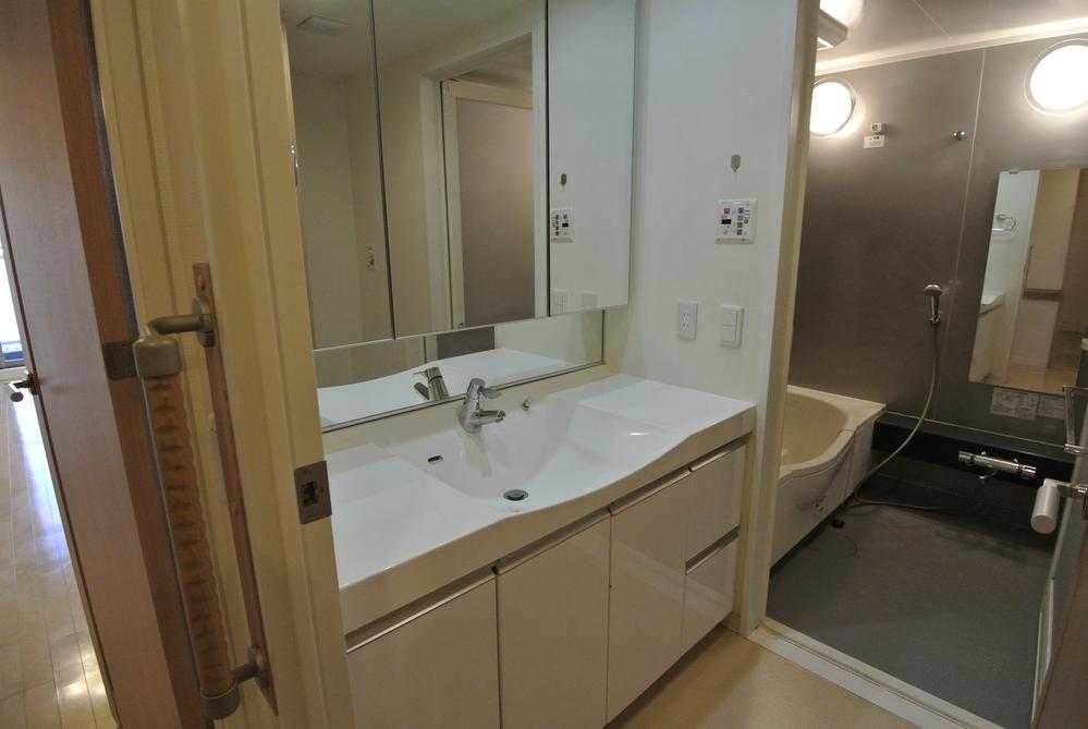 Wash basin, toilet. Interior