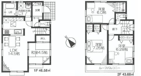 Floor plan. 42,800,000 yen, 4LDK, Land area 117.42 sq m , Building area 90.26 sq m