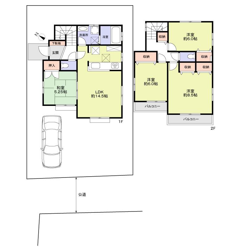 Floor plan. 46,300,000 yen, 4LDK, Land area 121.82 sq m , Building area 96.46 sq m