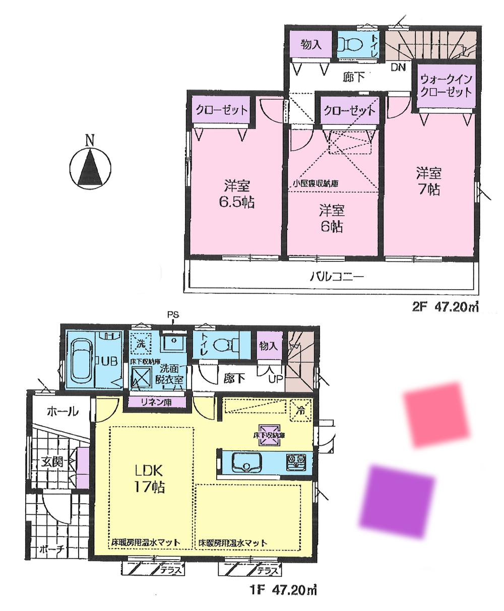 Floor plan. (B Building), Price 46,800,000 yen, 3LDK, Land area 142.3 sq m , Building area 94.4 sq m