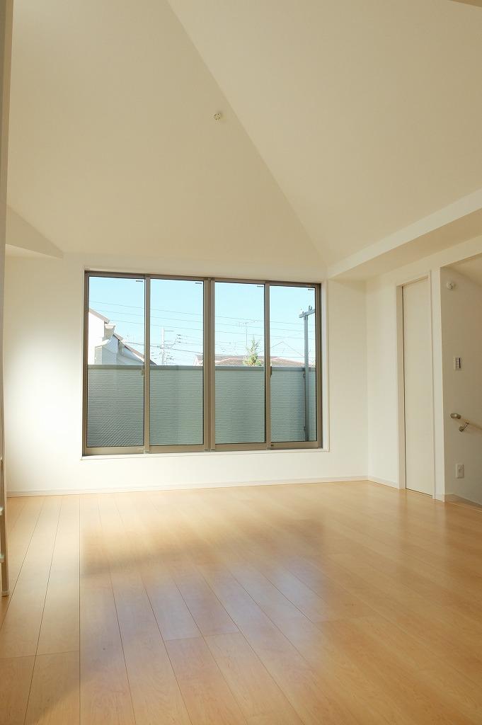 Living. Gradient ceiling with a ceiling height