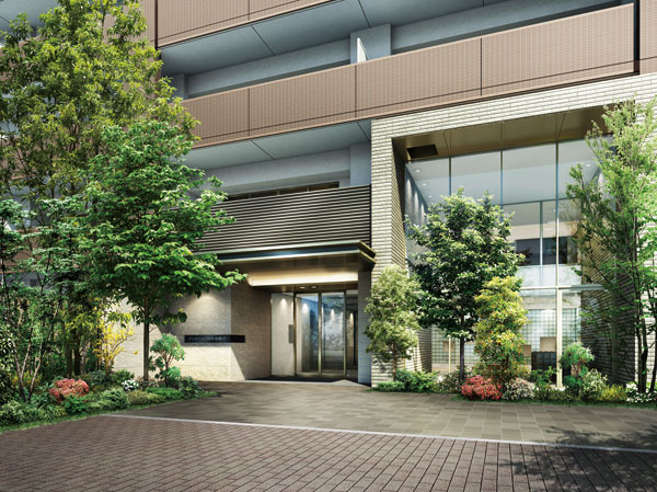 Shared facilities.  [entrance] To is the residence of the face entrance, We arranged a window of large atrium suitable for big community. (Entrance Rendering)