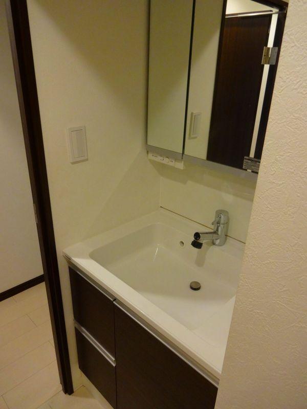 Wash basin, toilet. Bathroom vanity