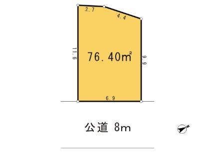 Compartment figure. Land price 28.8 million yen, Land area 76.4 sq m south road 8m
