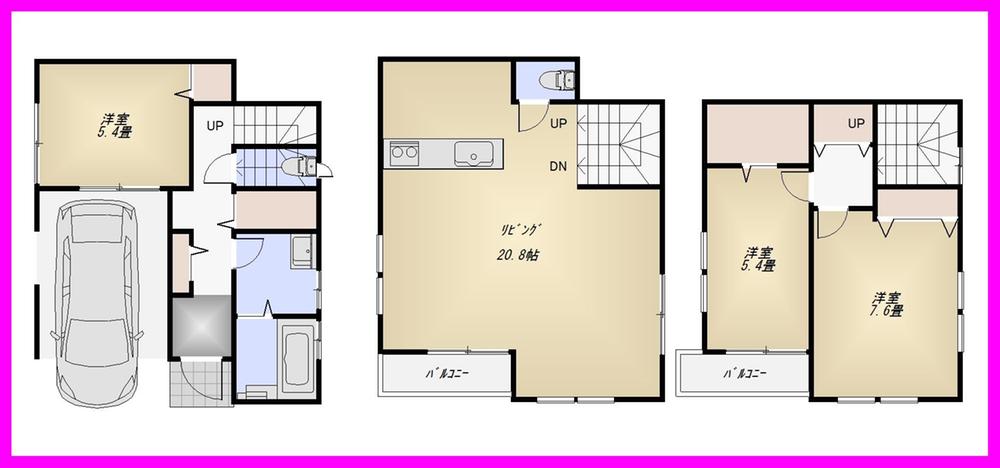 Floor plan. 44,800,000 yen, 3LDK, Land area 64.62 sq m , Building area 110.96 sq m