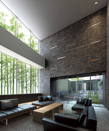 Shared facilities.  ["Grand Lobby" of the two-layer Fukinuki] Open space of the two-layer Fukinuki. View a pleasant Seascapes in large glass over, You can relax. (Rendering)