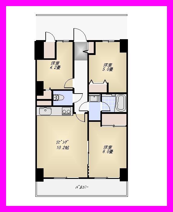 Floor plan. 3LDK, Price 24,800,000 yen, Occupied area 56.67 sq m , Balcony area 8.11 sq m