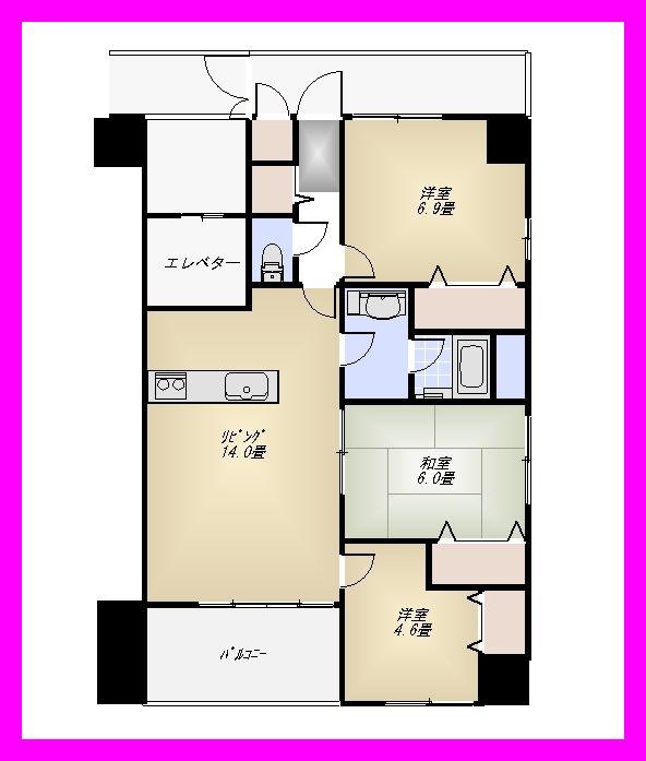 Floor plan. 3LDK, Price 38,800,000 yen, Occupied area 68.76 sq m , Balcony area 4.07 sq m