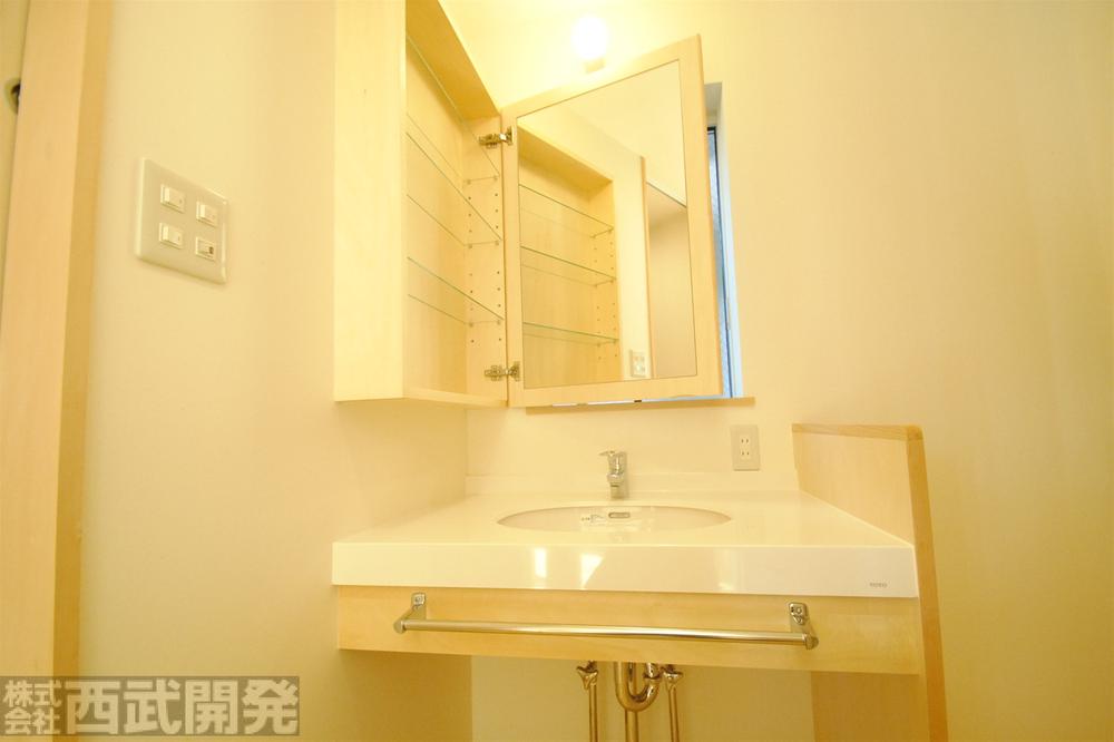 Wash basin, toilet. Bathroom vanity