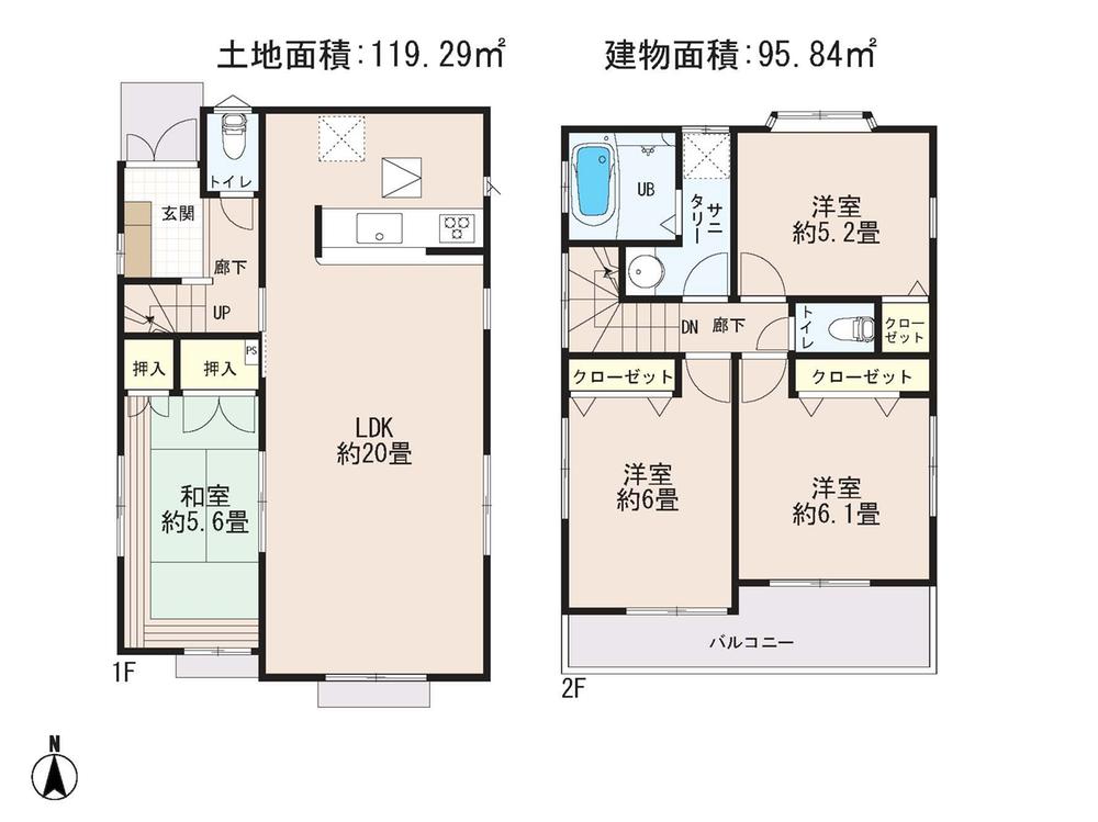 Floor plan. 46,800,000 yen, 4LDK, Land area 119.29 sq m , Building area 95.84 sq m