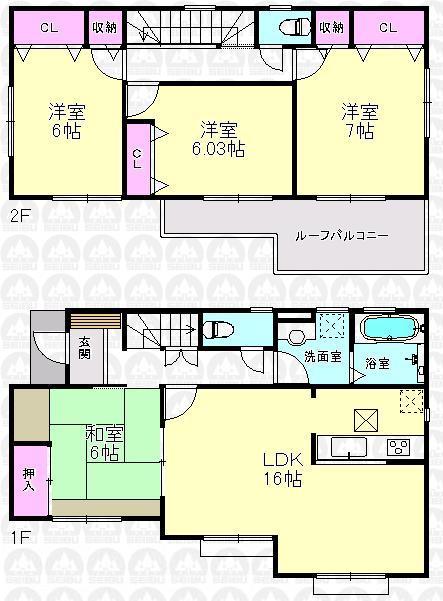Floor plan. (Building 2), Price 42,800,000 yen, 4LDK, Land area 114.63 sq m , Building area 99.36 sq m