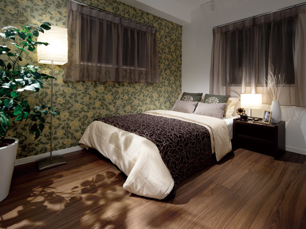 Interior.  [Bedroom 1] Each of the private rooms, living ・ In layout leading to the dining and direct, It was to cherish the community. Simple interior design timeless In consideration to the raw activity line.