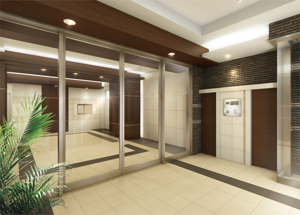 Shared facilities.  [Entrance Hall Rendering] From ON to OFF, Entrance Hall to be a private prologue. With boasts a luxury, We aimed the space to be filled in peace. High-quality space that can feel until the tenderness in the dignified and stately. The appearance of sophistication and hospitality, For us gracefully welcomed visitors.