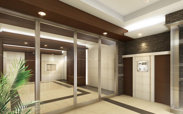 Buildings and facilities. From ON to OFF, Entrance Hall to be a private prologue. With boasts a luxury, We aimed the space to be filled in peace. High-quality space that can feel until the tenderness in the dignified and stately. The appearance of sophistication and hospitality, For us gracefully welcomed visitors. (Entrance Hall Rendering)