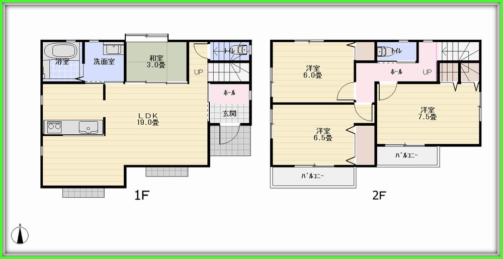 Floor plan. (3 Building), Price 40,800,000 yen, 4LDK, Land area 98.75 sq m , Building area 95.85 sq m