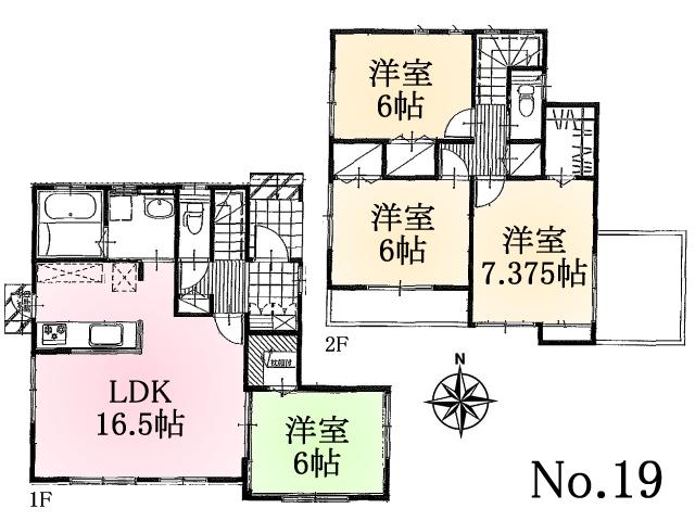 Floor plan. 33,400,000 yen, 4LDK, Land area 100 sq m , Building area 98.54 sq m Fuchu Yotsuya 5-chome, 19 Building Floor plan