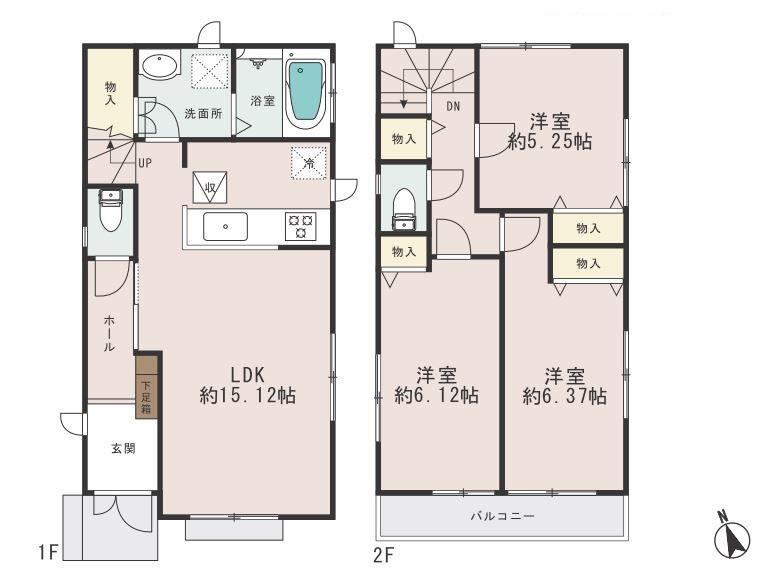 Floor plan. (Building 2), Price 32,800,000 yen, 3LDK, Land area 93.9 sq m , Building area 80.11 sq m