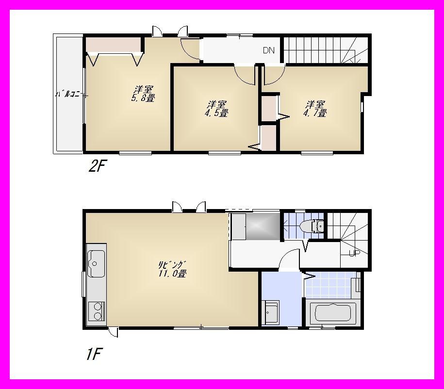 Floor plan. 29,800,000 yen, 3LDK, Land area 77.97 sq m , Building area 62.35 sq m