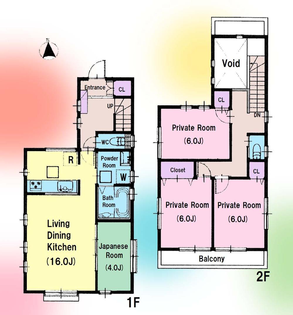 Floor plan. (Building 2), Price 40,800,000 yen, 4LDK, Land area 100.1 sq m , Building area 94.9 sq m