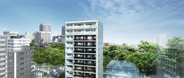 Buildings and facilities. Facade, The white oozes neat elegance based on, Color dark brown is a Japanese traditional color to accent. I feel the modern glass handrail has been refined with a further sense of openness. (Exterior view of the scenic backdrop of the Du Ōkunitama Shrine)