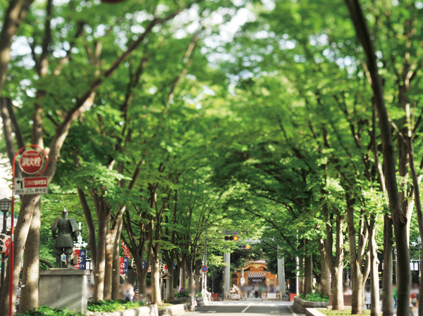 Surrounding environment. Country of natural monument ・ Baba Daimon Zelkova trees. "Zelkova Festa" is performed grandly in August every year, It will be colored in brilliant by "Illumination" by the illumination at the end of the year. (Overlooking the Ōkunitama Shrine than Baba Daimon Zelkova trees ※ July 2012 shooting ・ A 5-minute walk / About 380m)