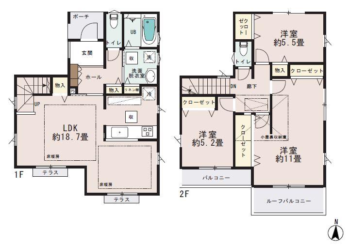 Floor plan. (C Building), Price 44,800,000 yen, 3LDK, Land area 132.29 sq m , Building area 101.02 sq m