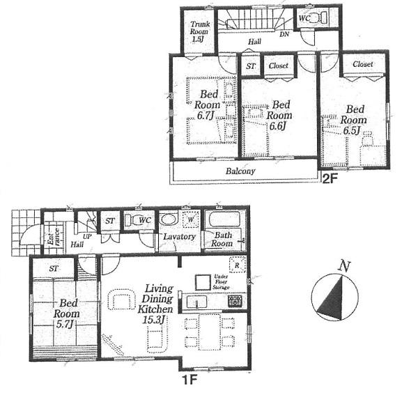 Floor plan. 34,800,000 yen, 4LDK, Land area 132.3 sq m , Building area 96.79 sq m