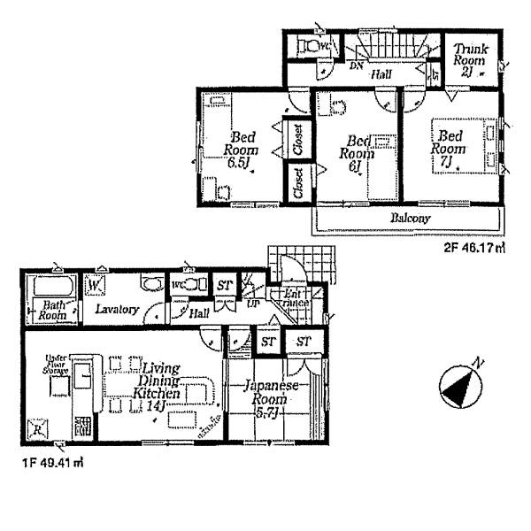 Floor plan. 32,800,000 yen, 4LDK+S, Land area 128.11 sq m , Building area 95.55 sq m