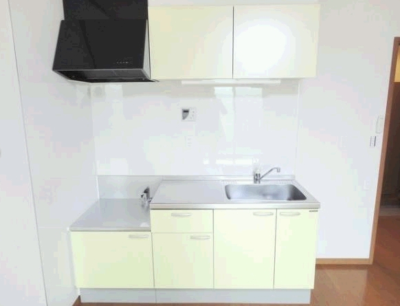 Kitchen. A beautiful kitchen can be installed your favorite gas stove.