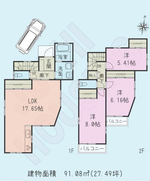 Floor plan. 22 million yen, 3LDK, Land area 120.68 sq m , Building area 91.08 sq m