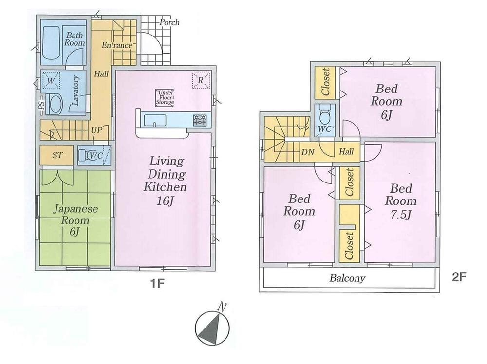 Floor plan. (1 Building), Price 33,800,000 yen, 4LDK, Land area 108.98 sq m , Building area 93.15 sq m