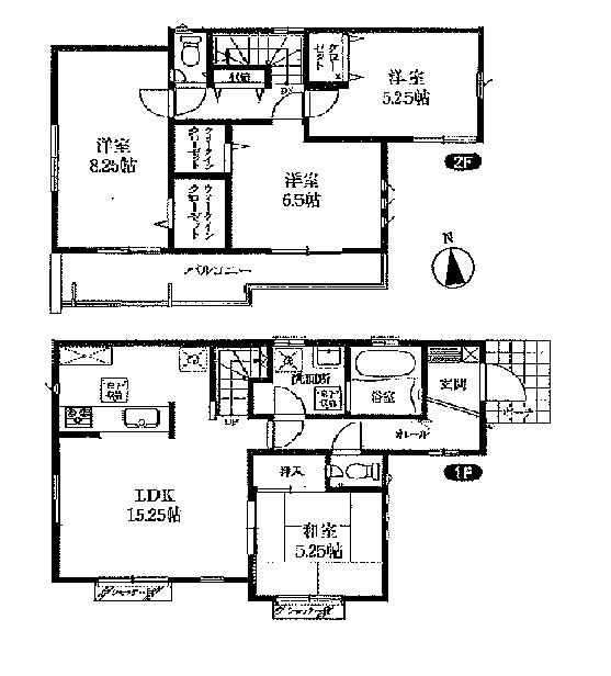 Floor plan. (1 Building), Price 39,500,000 yen, 4LDK, Land area 137.53 sq m , Building area 100.61 sq m