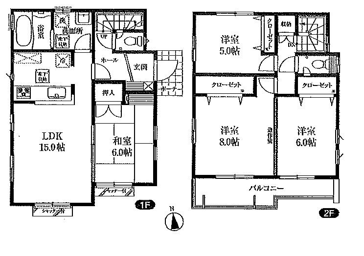 Floor plan. (Building 2), Price 33,900,000 yen, 4LDK, Land area 137.52 sq m , Building area 97.29 sq m