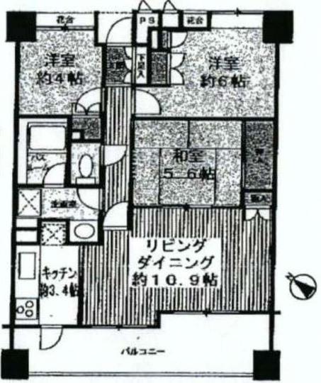 Floor plan. 3LDK, Price 22.5 million yen, Occupied area 66.75 sq m , Balcony area 12.12 sq m