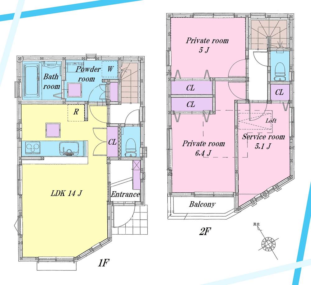 Floor plan. (Building 2), Price 27,800,000 yen, 2LDK+S, Land area 90.39 sq m , Building area 73.68 sq m