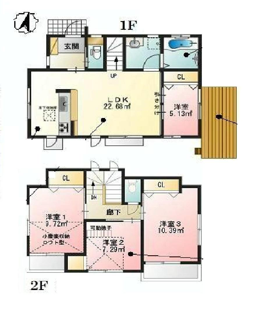 Floor plan. Price 24,800,000 yen, 4LDK, Land area 100.44 sq m , Building area 80.19 sq m