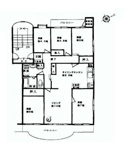 Floor plan. 5LDK, Price 21,800,000 yen, Footprint 106.58 sq m , Balcony area 13.32 sq m